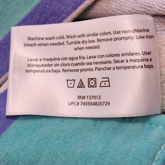 Wildfox Striped Sweatshirt Womens Size M Blue Aqua Soft Terry Cloth - Picture 6 of 7